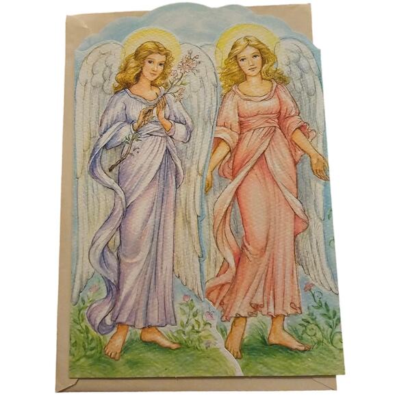 Vintage Ambassador Greeting Card Get Well Soon Trifold w Angels W Envelope(Gg19) - Picture 1 of 5